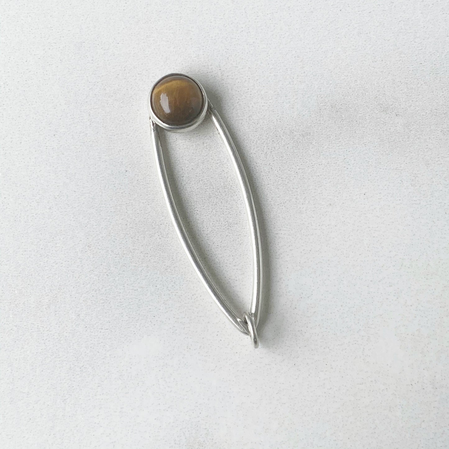 Vintage Modernist Tigers Eye Pendant | Silver Tiger's Eye Pendulum Pendant