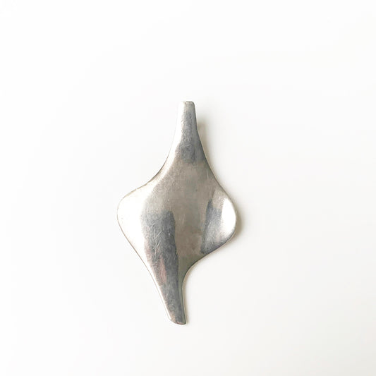 Vintage Israel Modernist Pendant | Silver Abstract Form Pendant