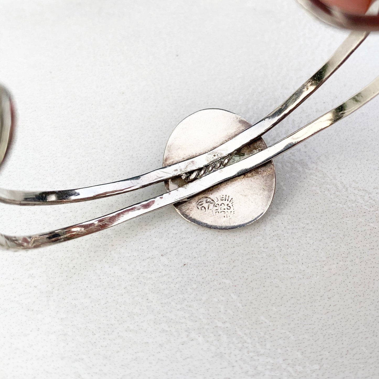 Vintage Silver Stone Cuff Bracelet | Green Stone Cuff