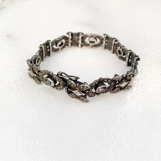 Vintage Silver Multi-Stone Bracelet