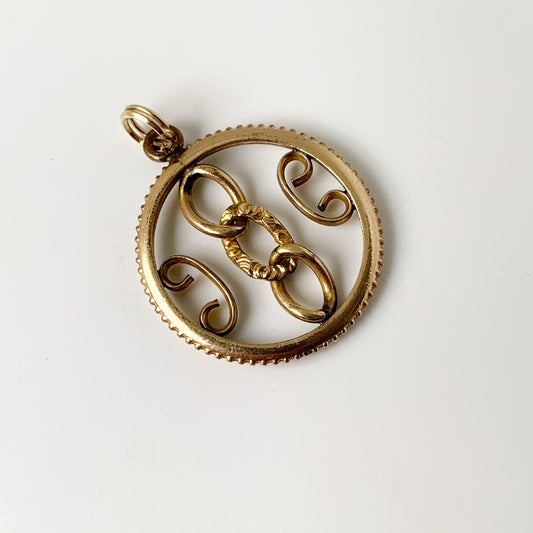 Victorian Scrollwork Watch Fob Pendant | Linked Chain Watch Fob Medallion