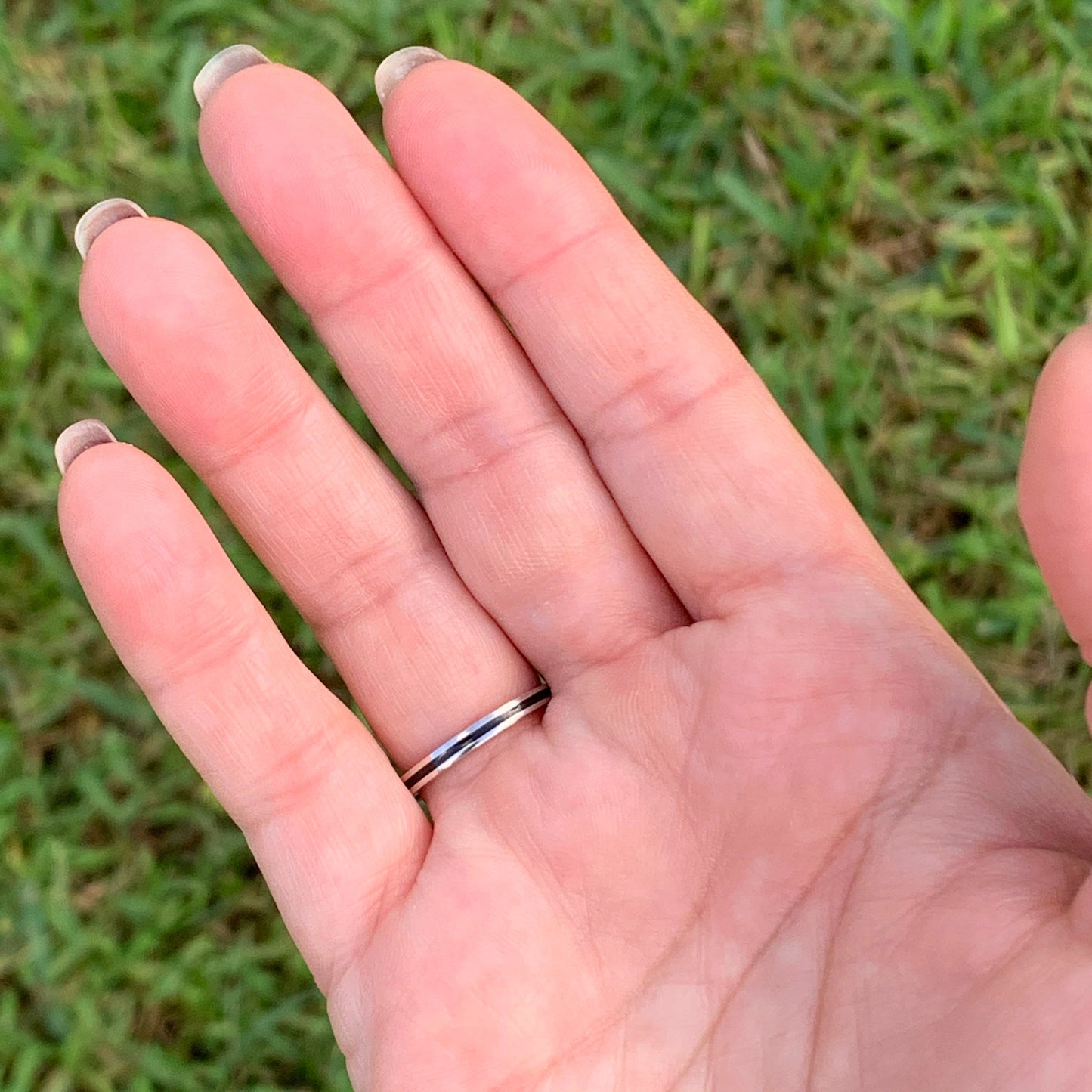 White Gold Hidalgo Black Enamel Ring | Hidalgo Stackable 18k Guard Ring| Size 5 1/4 Ring