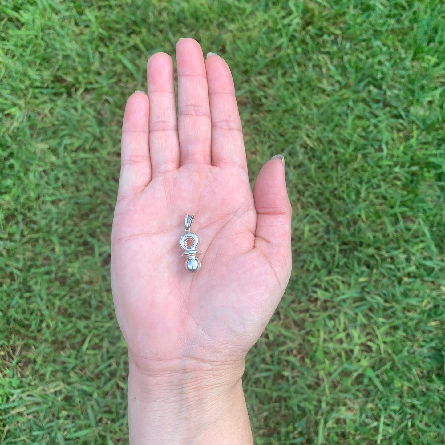 Vintage Puffy Baby Pacifier Charm | Silver Pacifier Charm | Silver Baby Binkie Charm