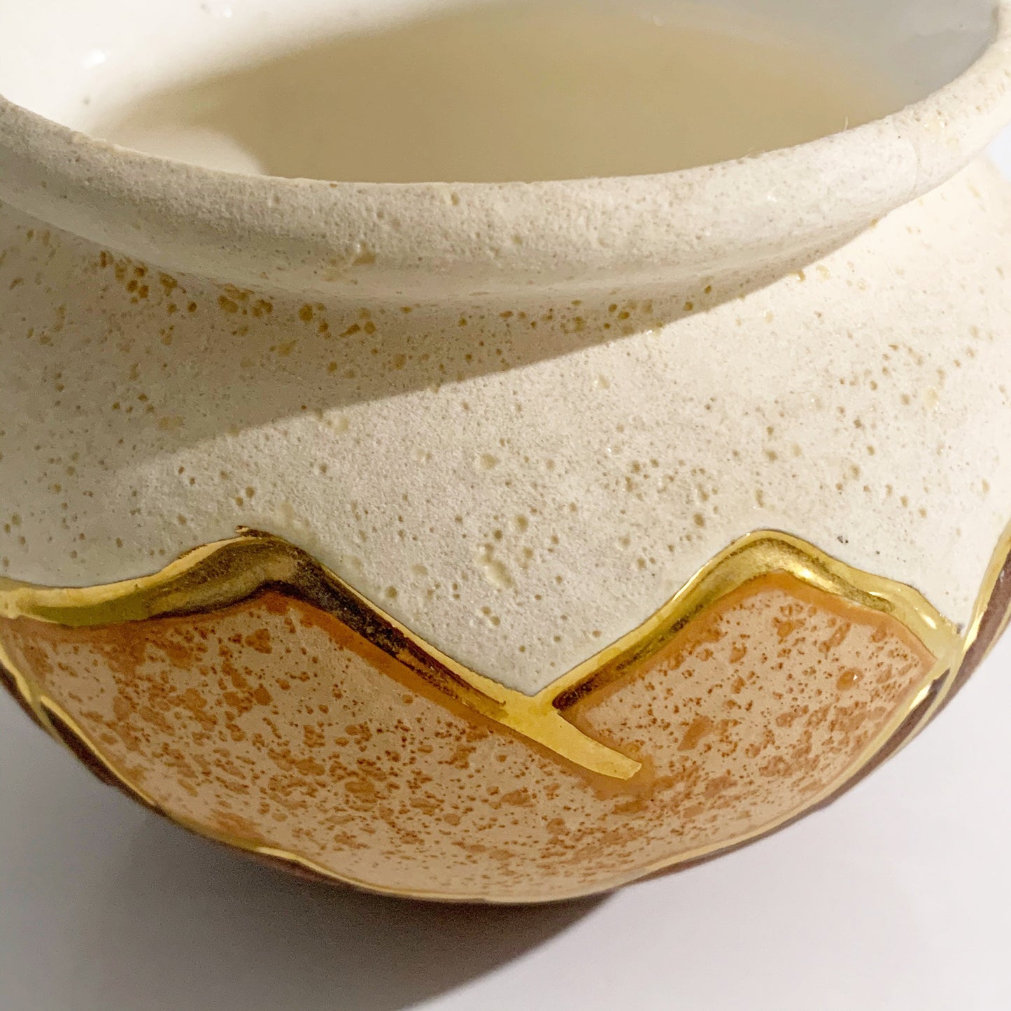 Vintage Gina Arrighetti Gold Inlay Pottery Bowl | Southwestern Pot Vase | 3.5 inch Tall Bowl |  Handmade Decor