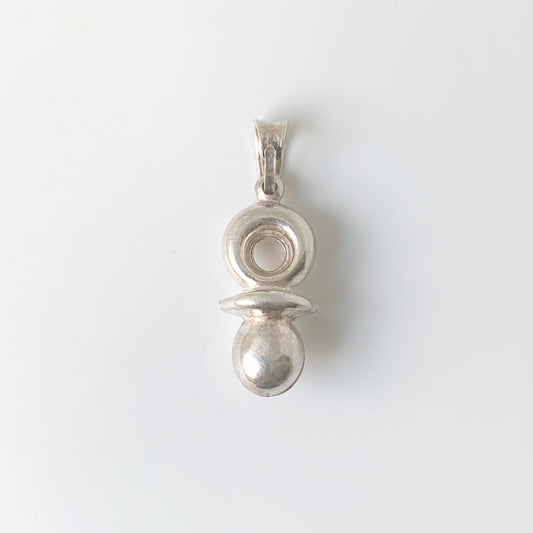 Vintage Puffy Baby Pacifier Charm | Silver Pacifier Charm | Silver Baby Binkie Charm