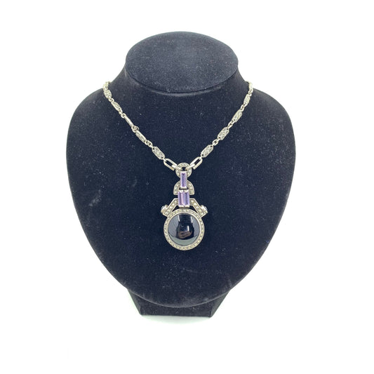 Vintage Art Deco Style Onyx Necklace | Vintage Creations Heirloom 73 Jewelry