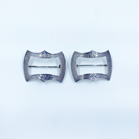 Antique Sterling Silver Buckle Pins | Victorian Shoe and Sash Pins