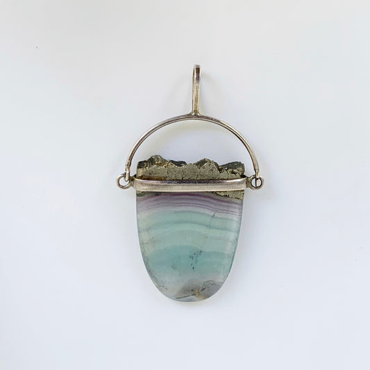 Silver Fluorite Swivel Pendant | Fluorite and Hematite Pendant