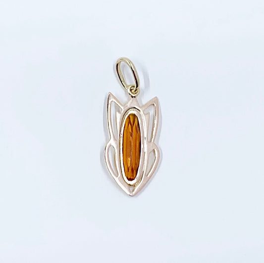 Art Nouveau Gold Citrine Pendant | 10k-14k Gold | Conversion Jewelry | November Birthstone