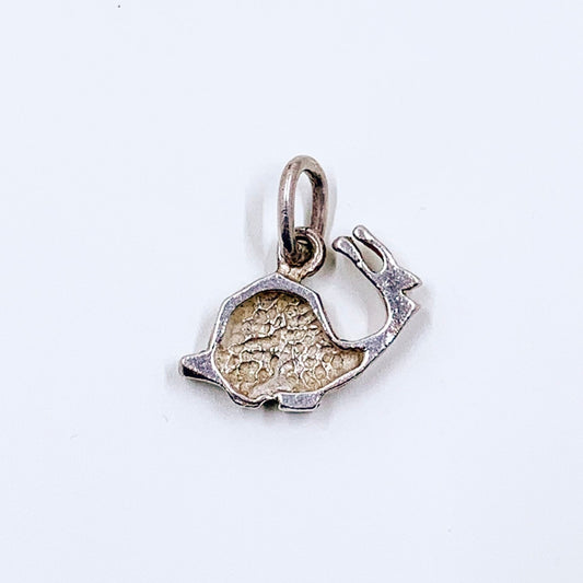 Vintage Silver Enamel Snail Charm | Green and Red Enamel Charm | Garden Snail