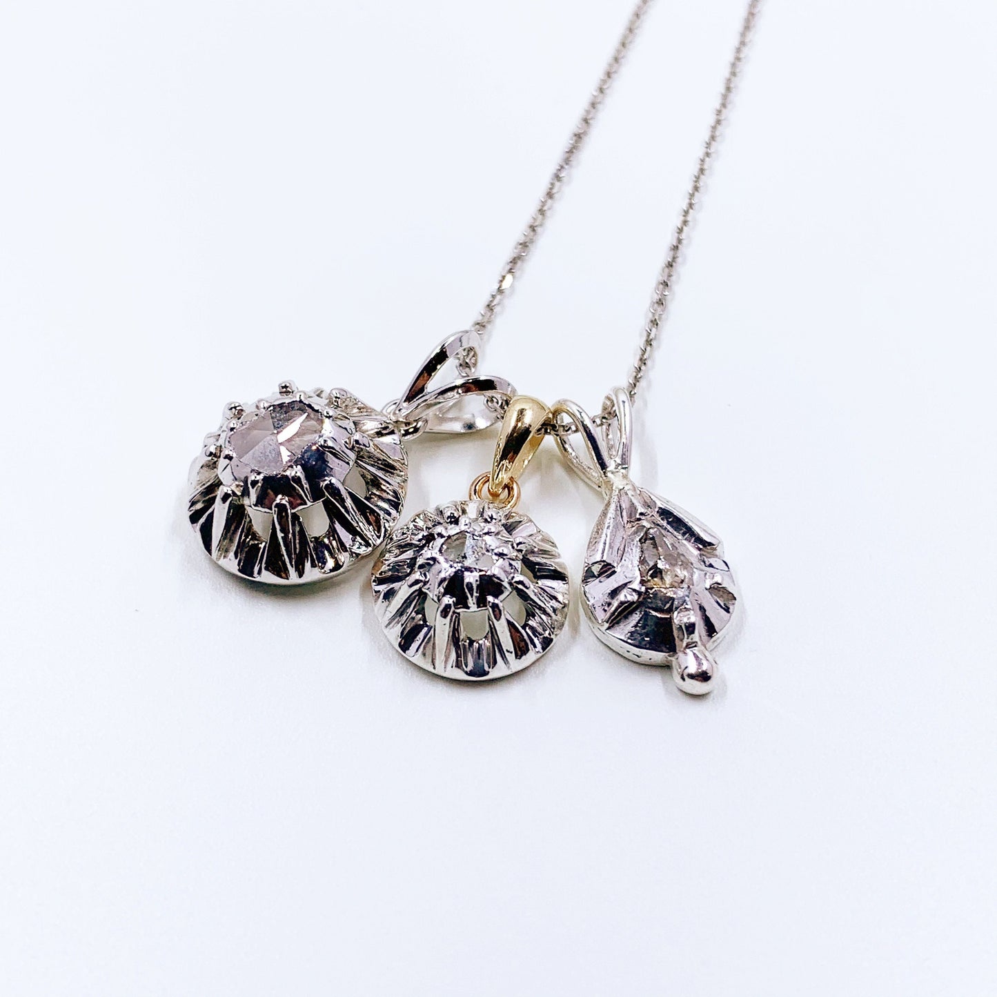 Antique Georgian Conversion Solitare Diamond Pendant | Antique Rose Cut Diamond Pendant