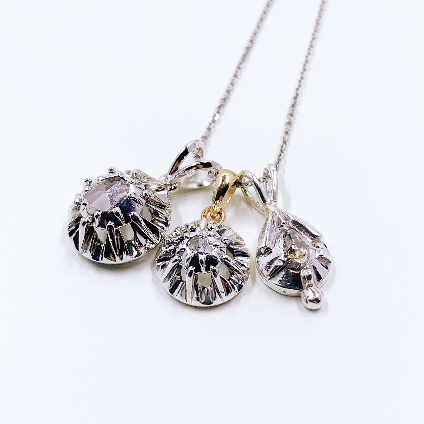 Antique Georgian Conversion Solitaire Diamond Pendant | Antique Rose Cut Diamond Pendant