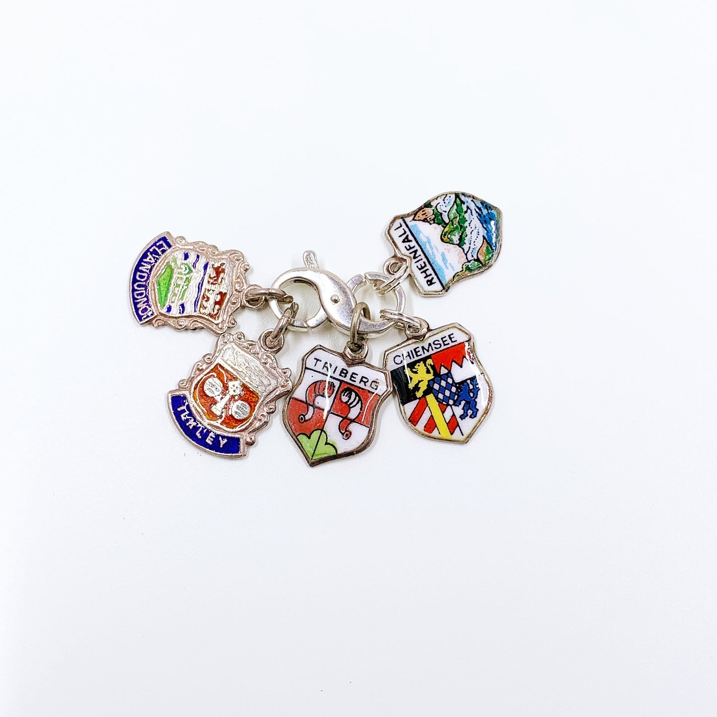 Vintage Silver Triberg Enamel Shield Charm | Vintage Enamel Travel Shield Charm | 800 Silver Charm