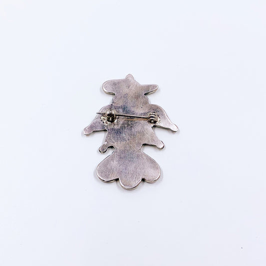 Vintage Zuni Thunderbird Inlay Brooch | Onyx | MOP | Turquoise