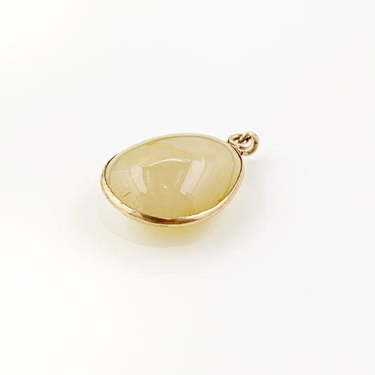 Antique Victorian Yellow Agate 10k Pendant | Agate Fob Charm | Oval Agate Specimen Pendant