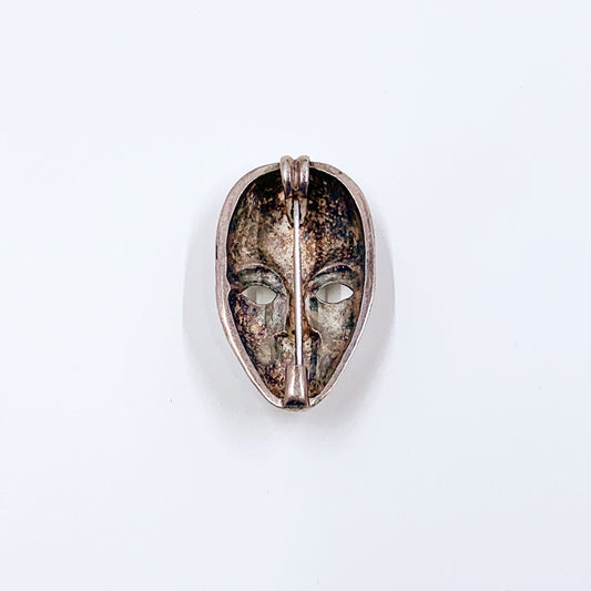 Vintage Silver Modernist Face Brooch | Modernist Silver Mask Brooch and Pendant | 3D Figural Face Brooch