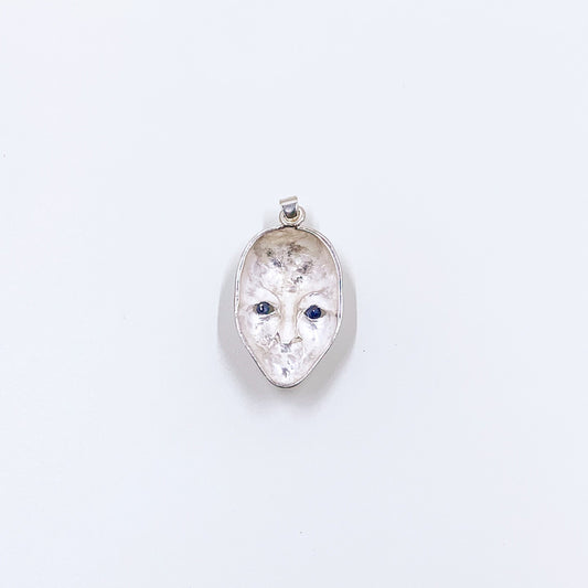 Vintage Silver Modernist Face Pendant | Modernist Silver Mask Pendant | 3D Figural Face Pendant