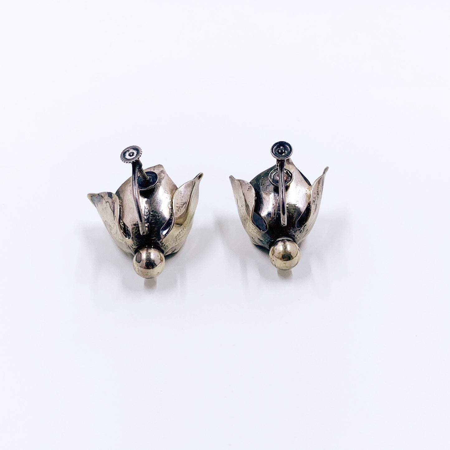 Vintage Sterling Silver Flower Earrings | Retro Earrings