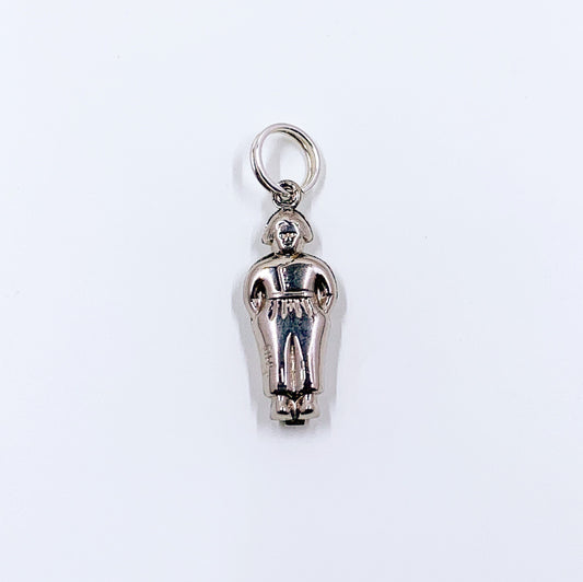 Vintage Sterling Dutch Boy Charm | Silver Puffy Figural Charm | Double Sided Charm