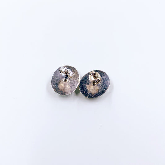 Vintage Silver Larimar Earrings | Silver Oval Larimar Stud Earrings