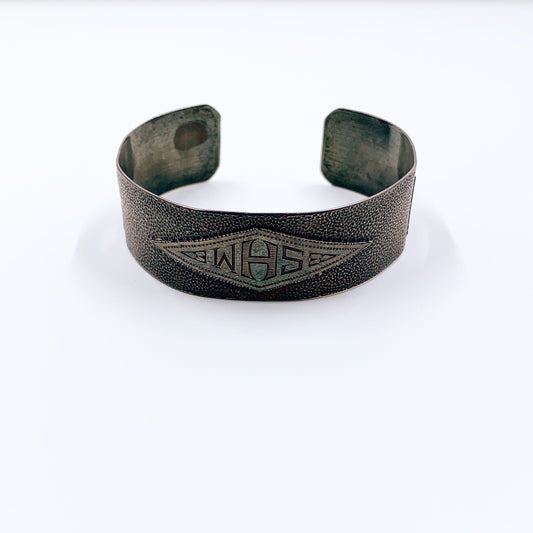 Vintage Silver Monogram Cuff Bracelet | Monogram SGH or WHS | Vintage Hand Hammered Cuff