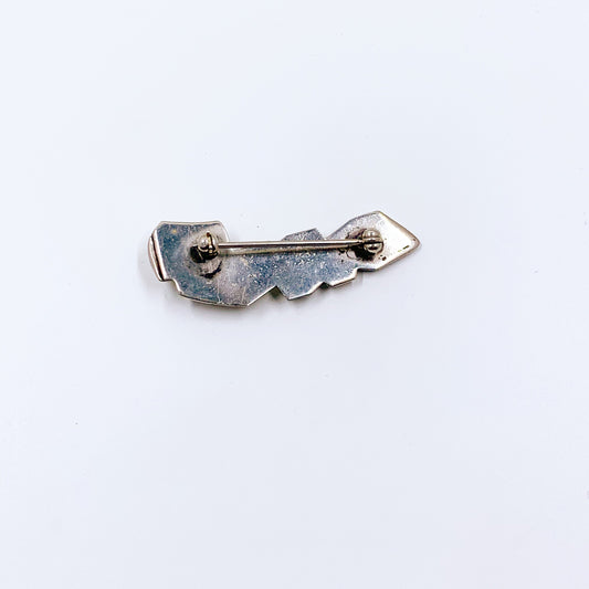 Vintage Modernist Turquoise Brooch | Silver Modernist Comet Brooch