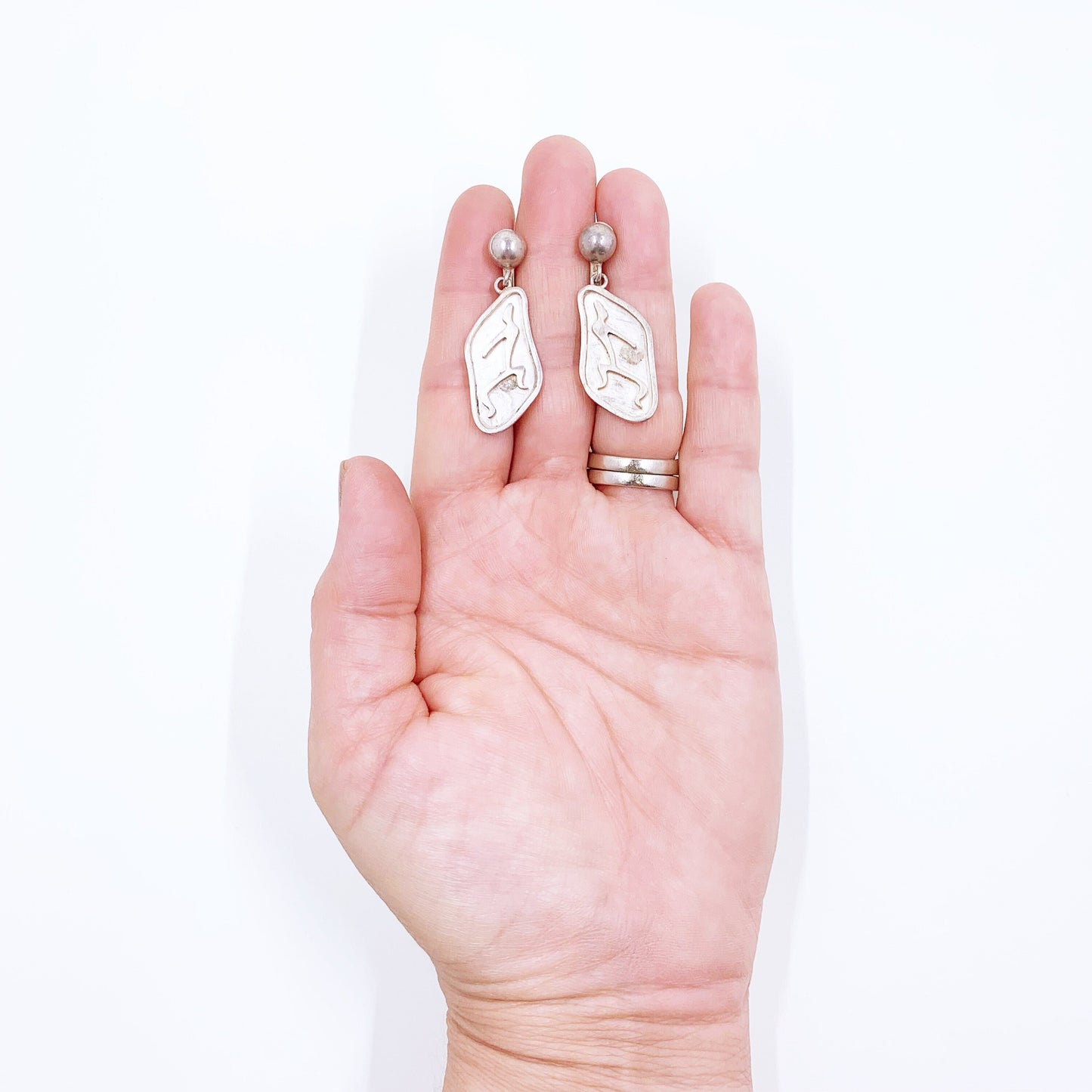 Vintage Mexican Silver Shadow Box Dancer Earrings | Vintage Taxco Sterling Earrings