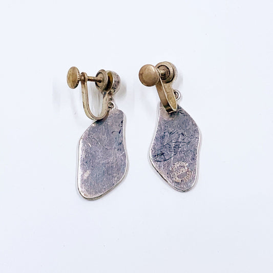 Vintage Mexican Silver Shadow Box Dancer Earrings | Vintage Taxco Sterling Earrings