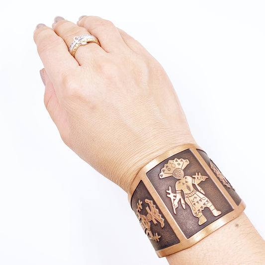Vintage Copper Kachina Dancer Wide Cuff | WM Wheeler Co Cuff Bracelet | Southwestern Bracelet