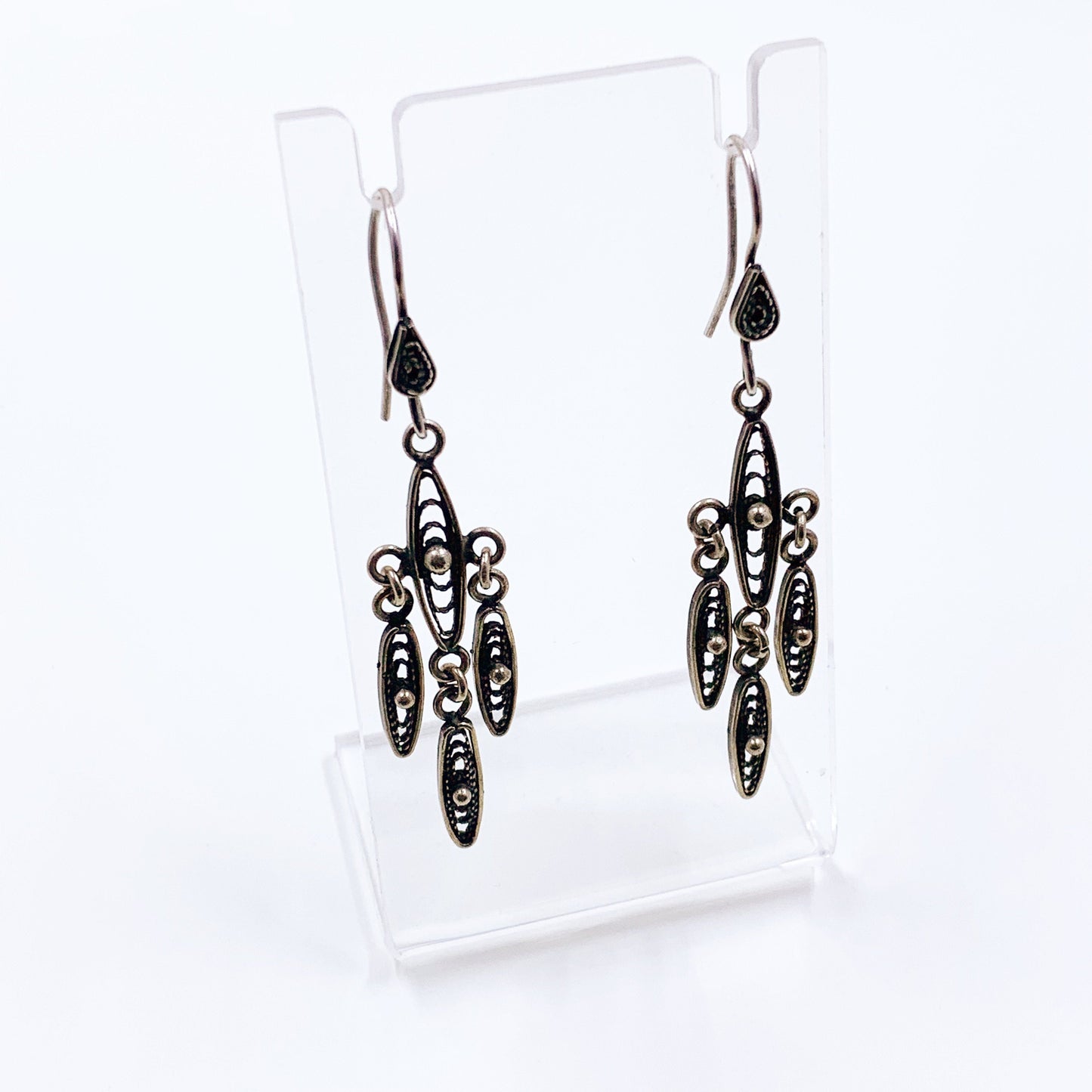 Vintage Filigree Dangle Earrings | Silver Filigree Earrings