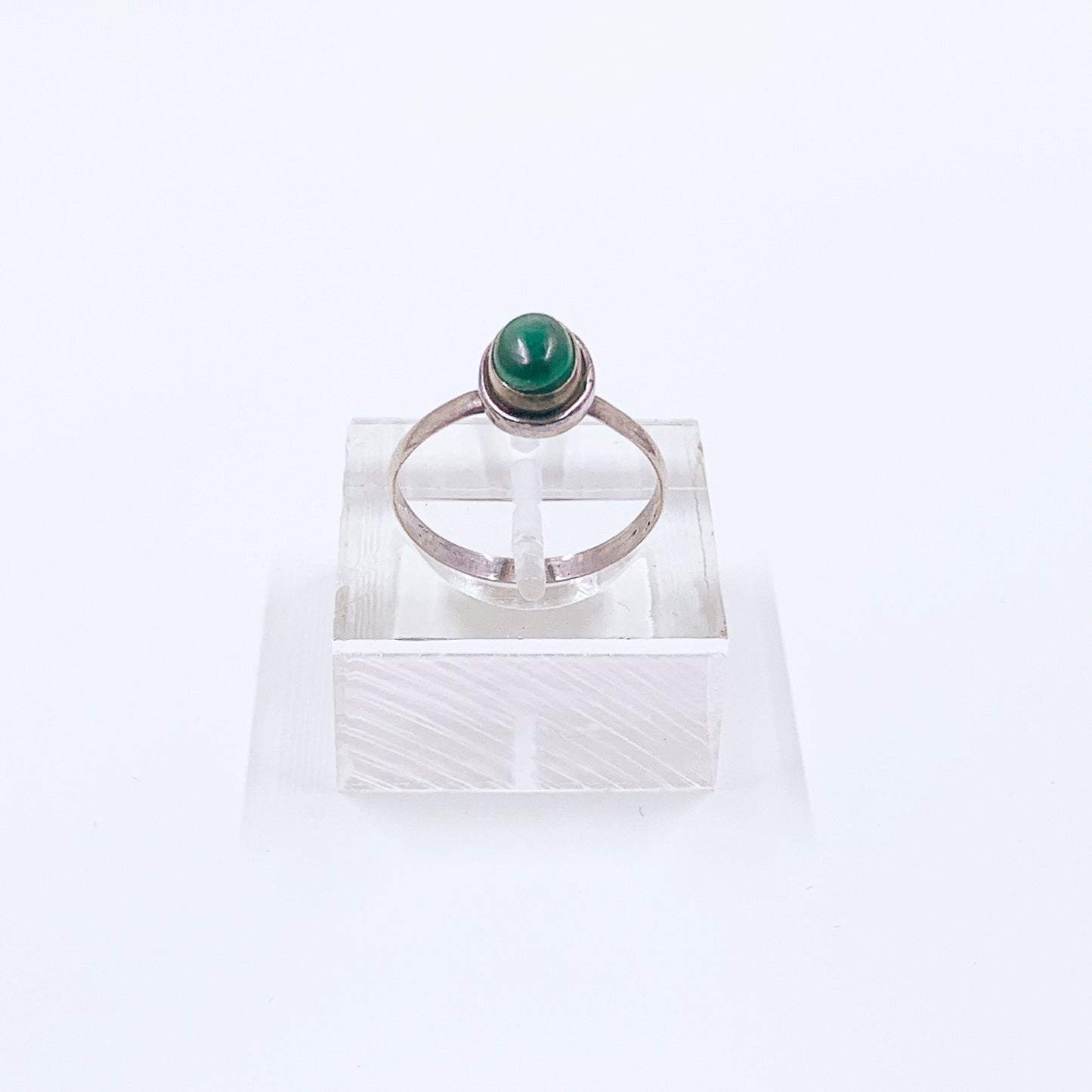 Vintage Silver Malachite Ring | Size 6