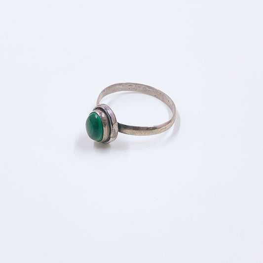 Vintage Silver Malachite Ring | Size 6