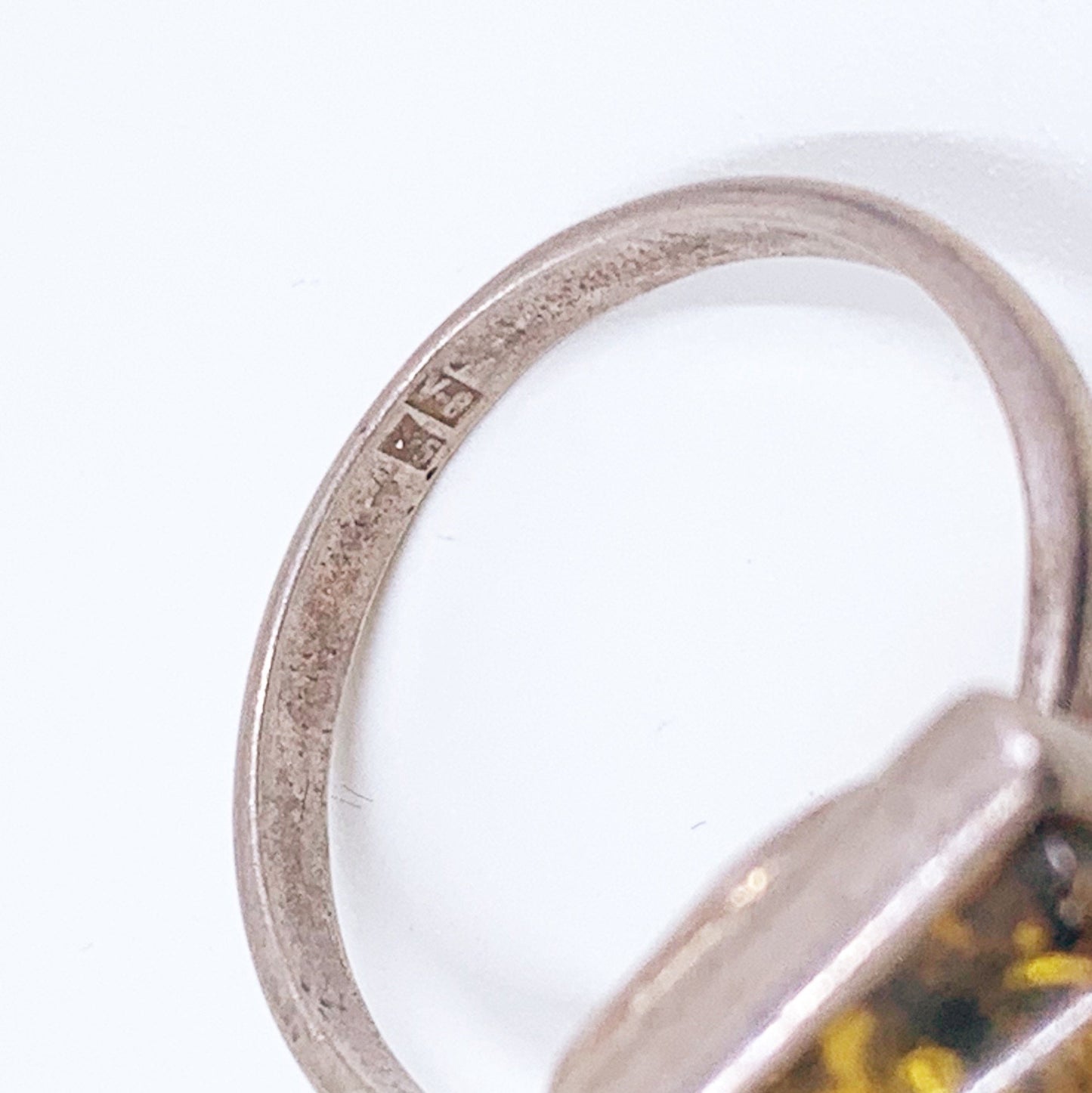 Vintage Silver Amber Ring | Domed Cabochon | Size 8 1/2 Ring