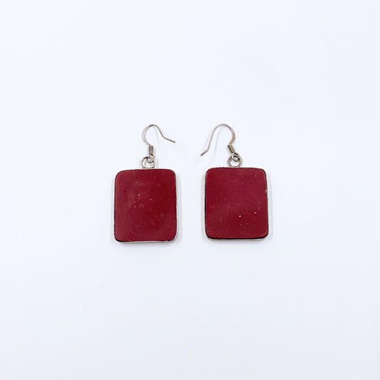 Vintage Modernist Cloisonné Glass Earrings | Silver Abstract Art Glass Earrings
