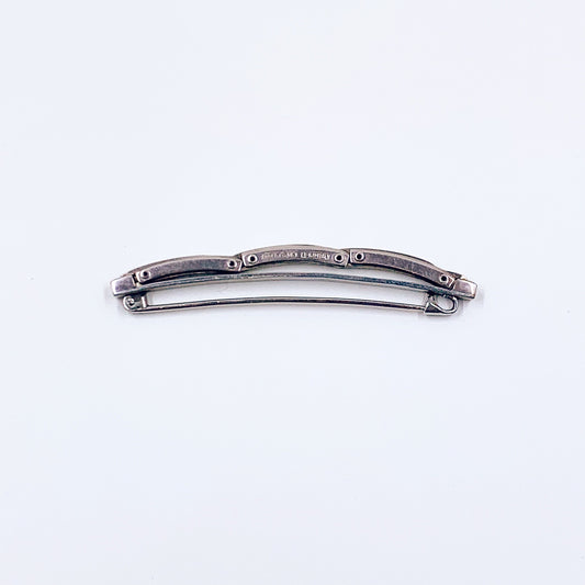 Vintage German Modernist Guilloche Enamel Brooch | D.R.G.M. FLORA Brooch | Modernist Articulated Bar Brooch