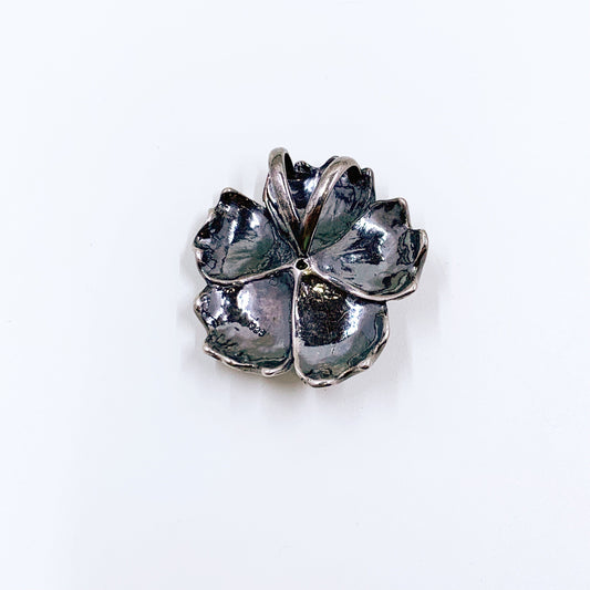 Vintage Silver Flower Pendant | Large Floral Pendant