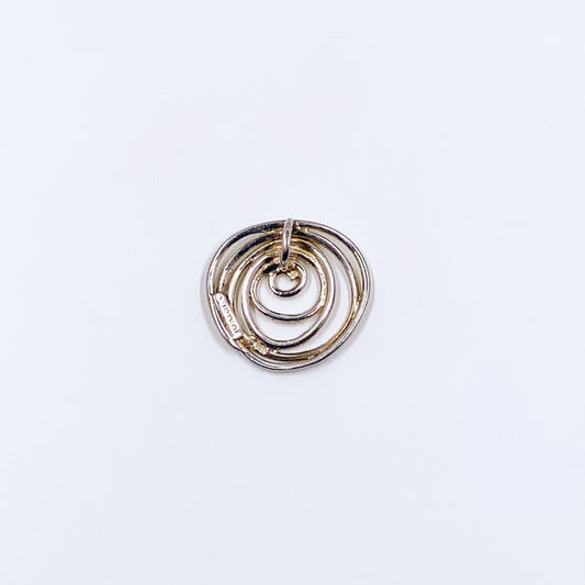 Vintage Silver Modernist Wire Swirl Pendant | Geometric Swirl Design Pendant