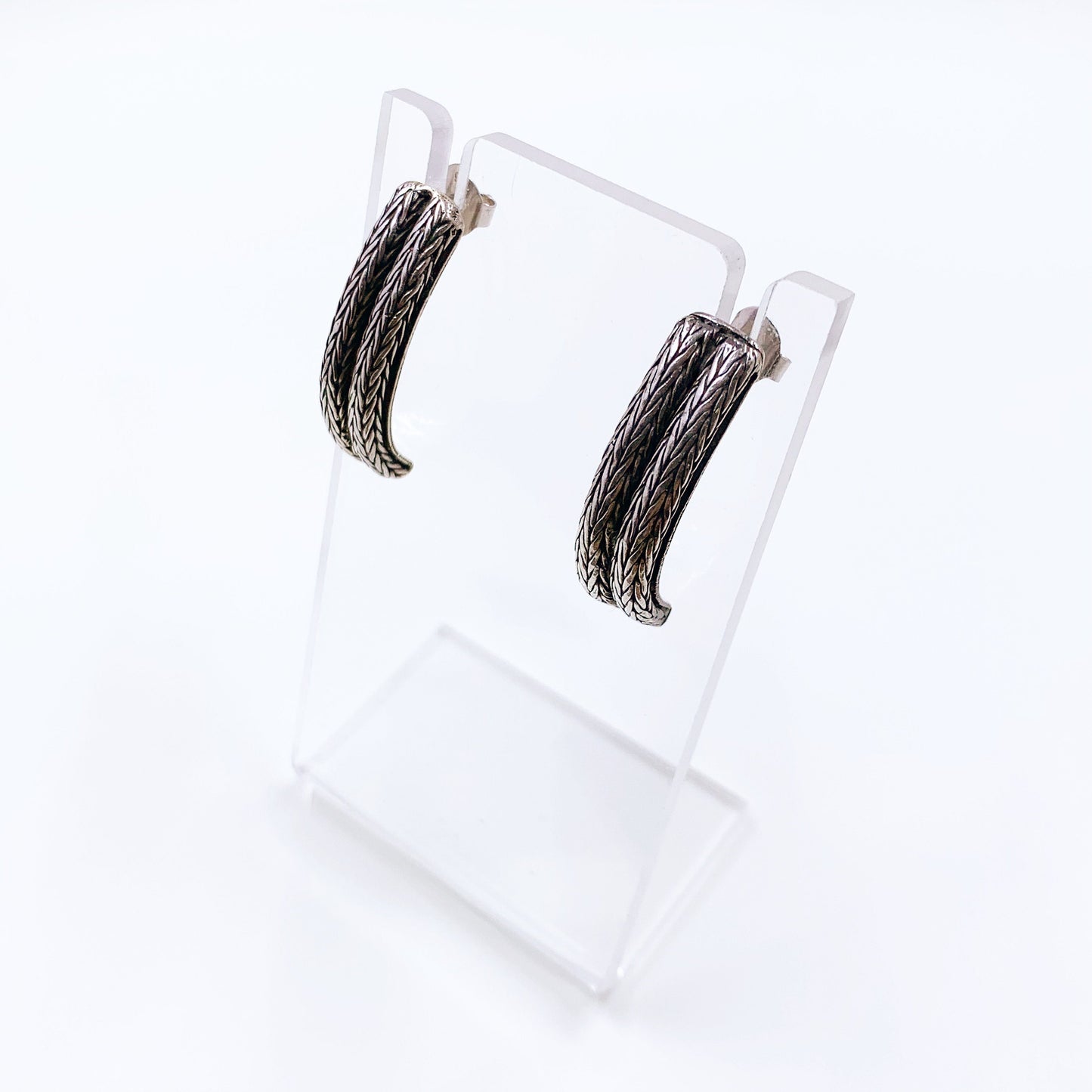Vintage Silver Braided Cable Earrings