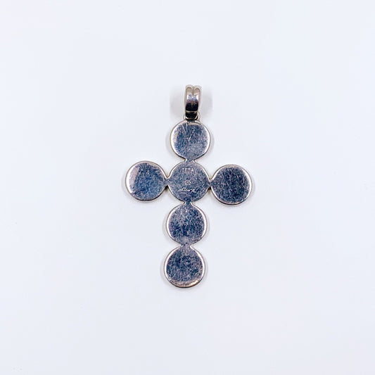 Vintage Sterling Silver Cross Pendant | Designs by Alan K | Large Silver Enamel Cross