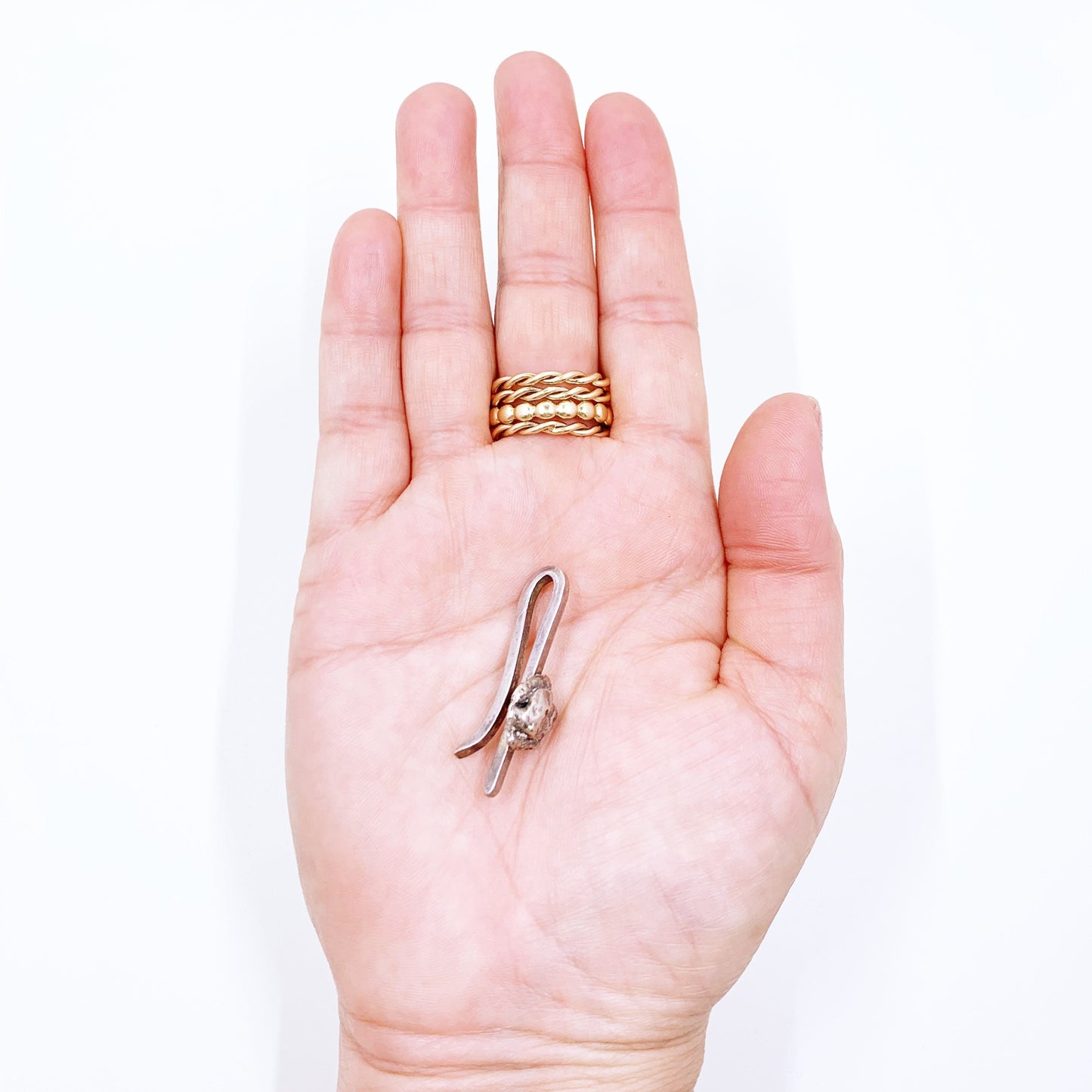 Vintage Sterling Silver Nugget Tie Bar | Vintage Elmcroft Modernist Tie Clip | Silver Nugget Jewelry