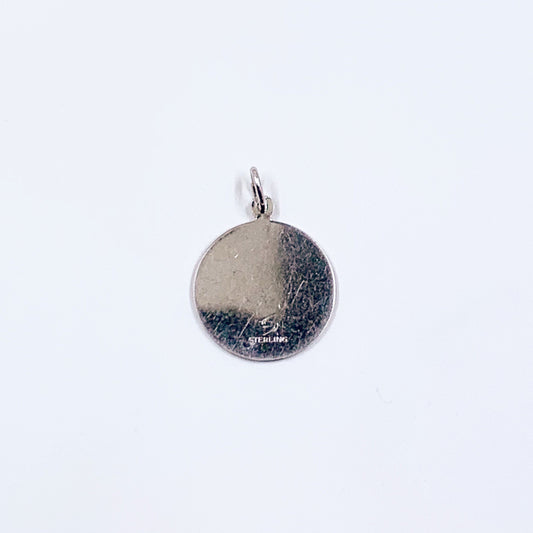 Vintage Sterling Merry Christmas Charm | Sterling Silver Christmas Pendant | Silver Engine Turned Christmas Nativity Charm