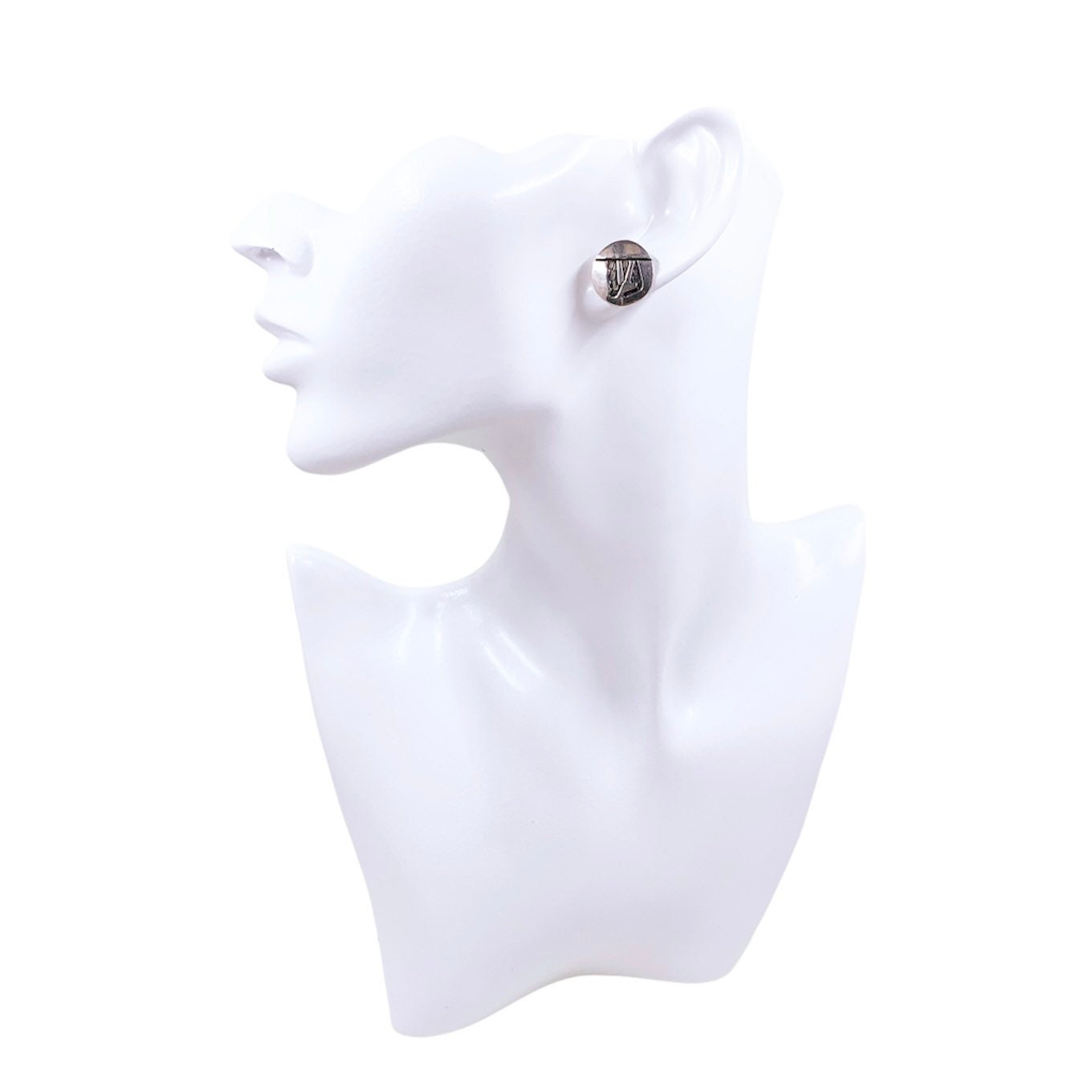 Vintage Silver Abstract Overlay Earrings | Midcentury Abstract Earrings