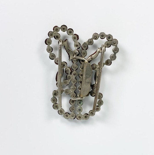 Antique Victorian Cut Steel Butterfly Belt Buckle | Victorian Butterfly Sash Buckle | Steel Riveted Buckle