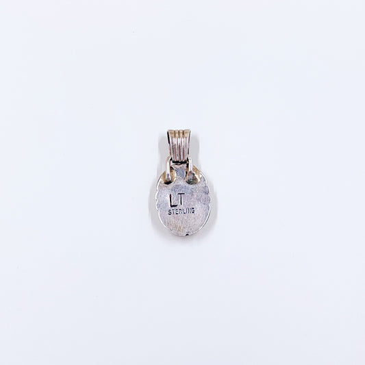 Vintage Silver Onyx Inlay Pendant | Sterling Black Inlay Pendant | Lee Thompson Navajo LT Mark