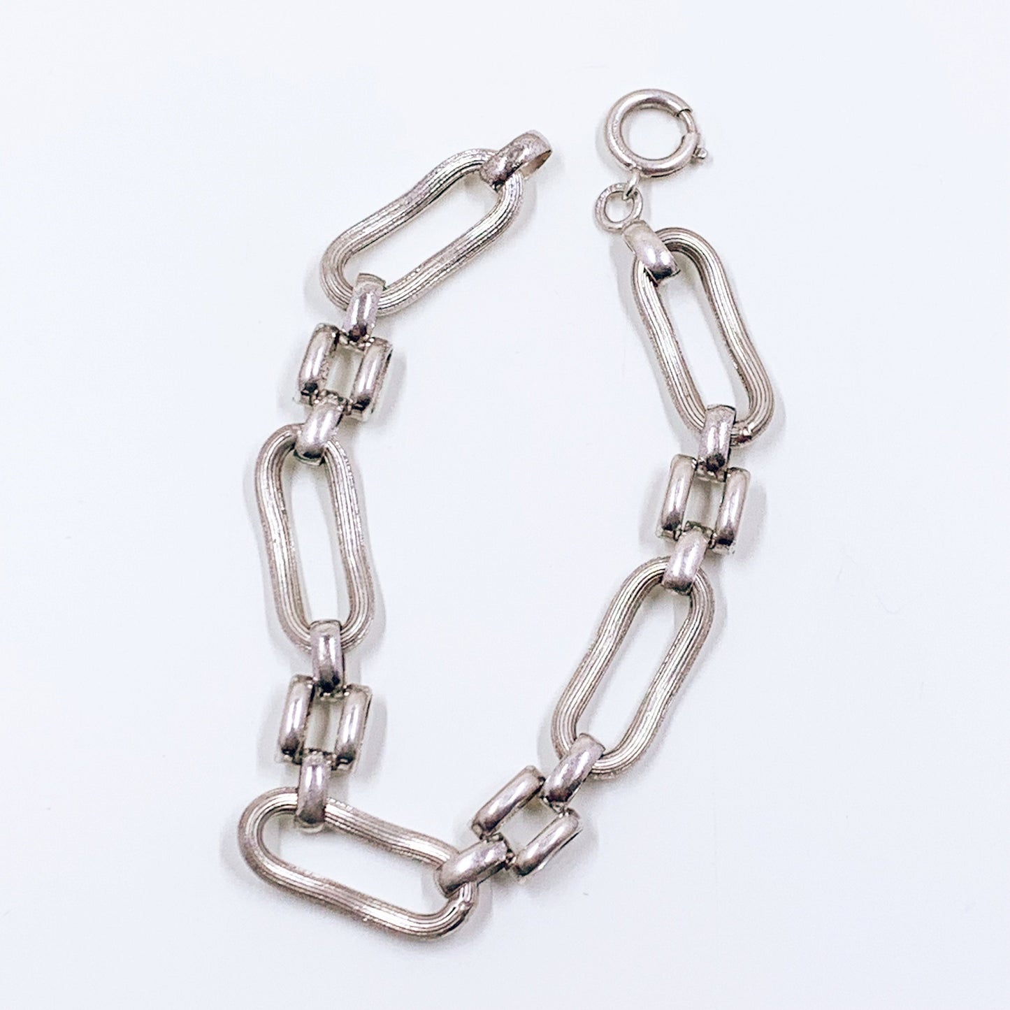 Vintage Sterling Silver Textured Fancy Link Bracelet | Forstner Sterling Fancy Link Bracelet
