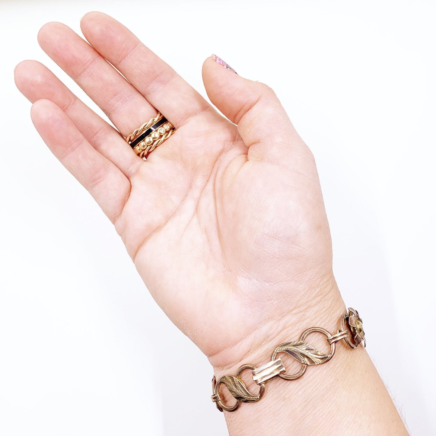 Vintage Van Dell Floral Panel Bracelet | Van Dell 12K Gold Filled Floral Bracelet