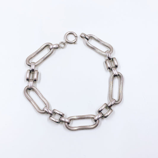 Vintage Sterling Silver Textured Fancy Link Bracelet | Forstner Sterling Fancy Link Bracelet