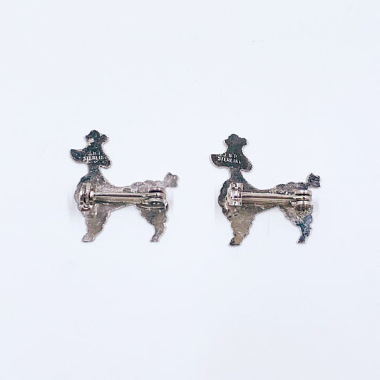 Vintage Sterling Silver Poodle Brooch Pins | Set of 2 Brooches
