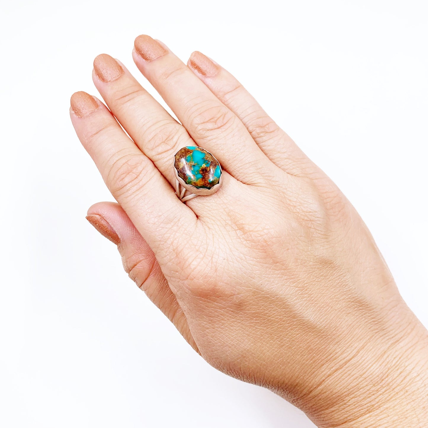 Vintage Silver Turquoise Ring | Silver Southwest Turquoise Ring | Size 7 1/4 Ring