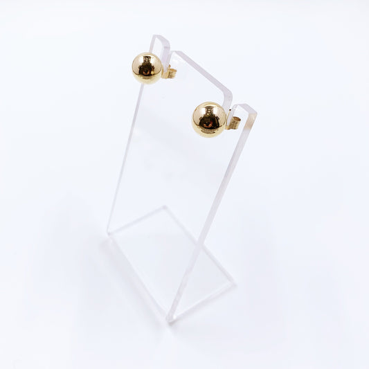 Vintage 14K Gold Ball Stud Earrings | 8.9 mm Gold Ball Stud Earrings